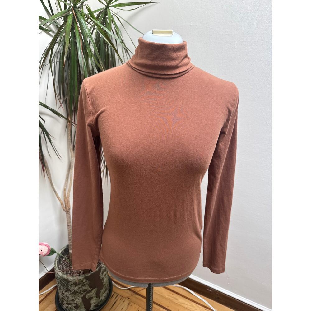 J. Crew Re-Imagined 100% Cotton Turtleneck Top Chestnut Brown Small